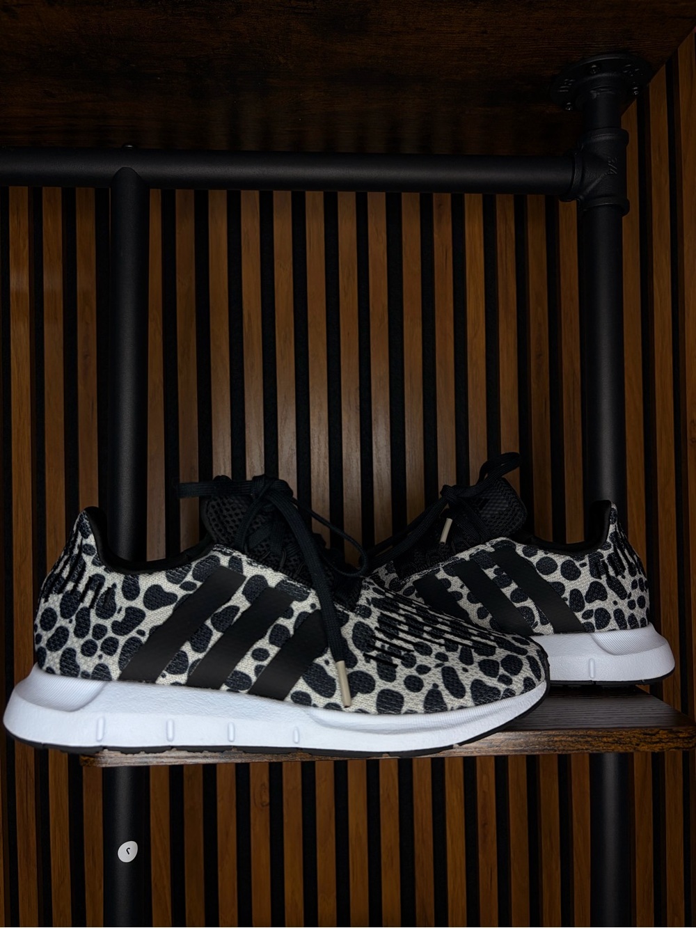 adidas Men’s Black & White Leopard-Print Sneakers